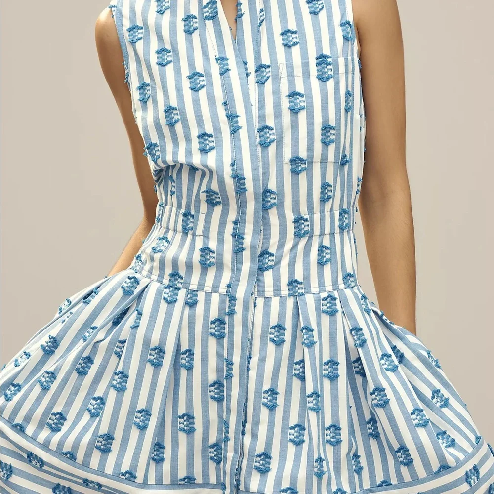 Anthropologie Blue and White Mini Dress - Picture 3 of 3